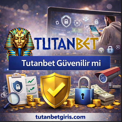 Tutanbet güvenilir mi konulu banner, kilit, kalkan ve güvenlik simgeleriyle desteklenen casino platformu görseli